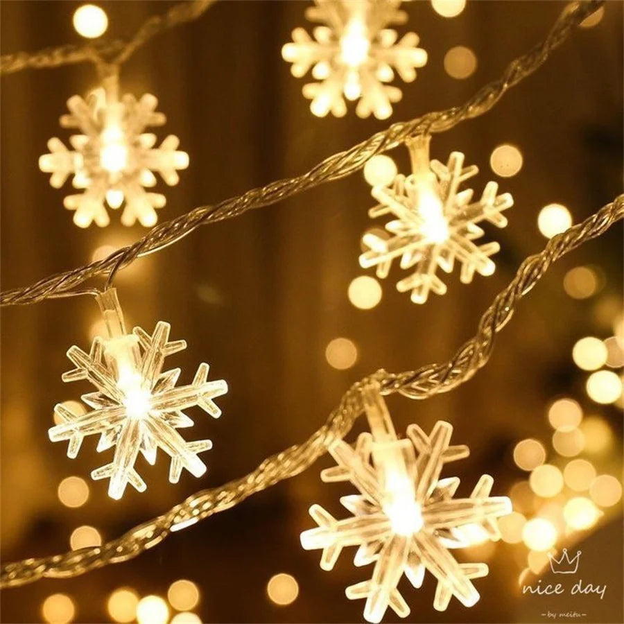 10/20/40 LED Snowflake String Lights, USB/Battery Powered Christmas Decorations