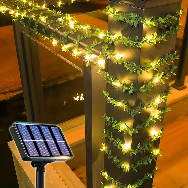 50/100 LED Solar Ivy String Lights, 8 Modes for Garden, Wedding & Christmas Decor