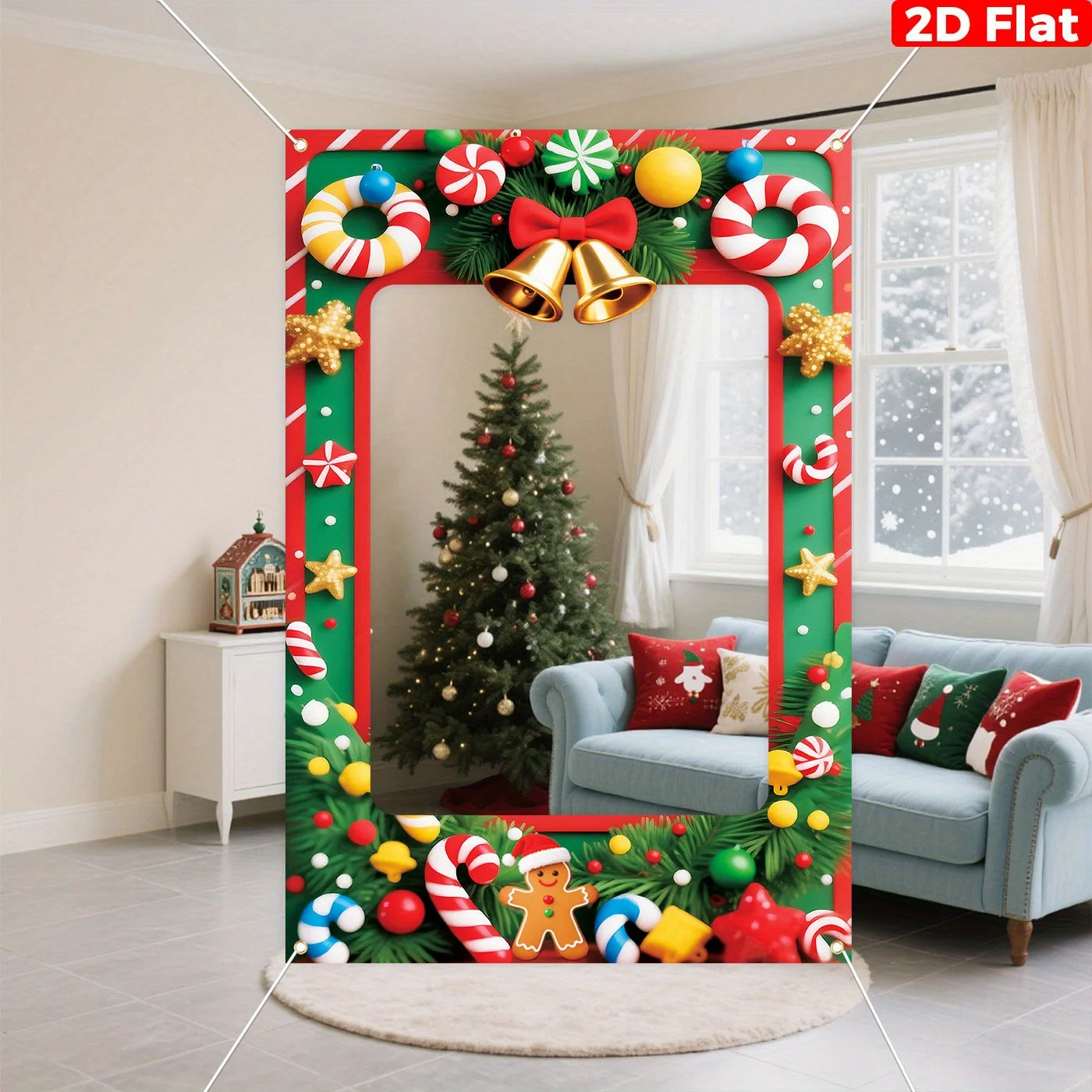 Christmas Photo Booth Decor, Merry Christmas Backdrop & Xmas Ornaments