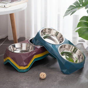 Stainless Steel Double Pet Bowl for Dogs & Cats – Non-Slip