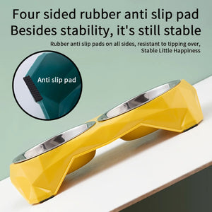 Stainless Steel Double Pet Bowl for Dogs & Cats – Non-Slip