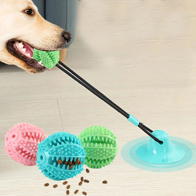 Interactive Suction Cup Dog Toy – Treat Dispenser & Chew Ball