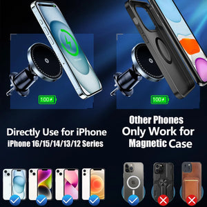 UYUXIO 15W Magnetic Wireless Car Charger & Air Vent Phone Holder for iPhone