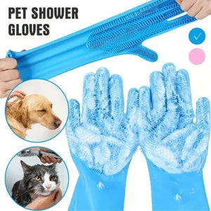 Pet Grooming Gloves – Silicone Bathing & Cleaning Gloves for Dogs and Cats