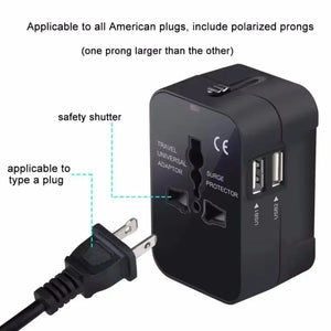 Universal Travel Adapter with Dual USB Ports – Worldwide Charger