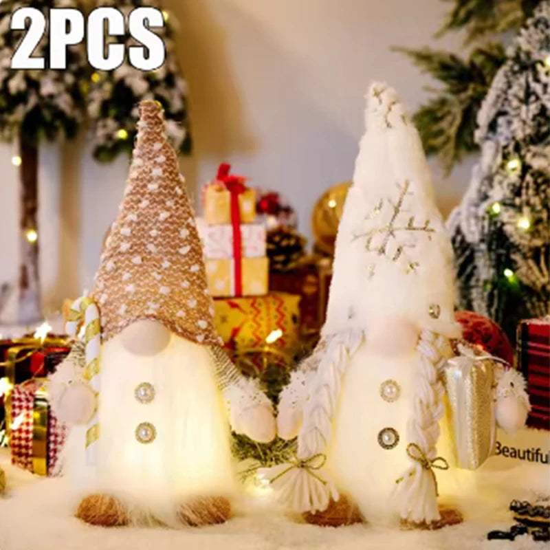 LED Christmas Gnome Plush Doll – Festive Table Decor