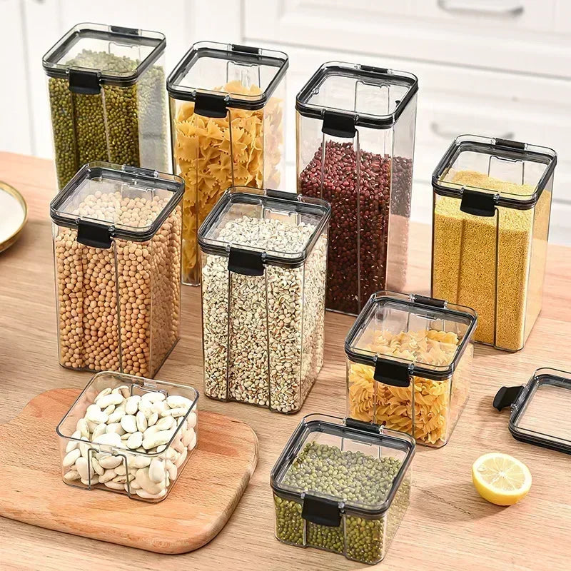 Stackable Plastic Food Storage Containers – Airtight Kitchen Jars