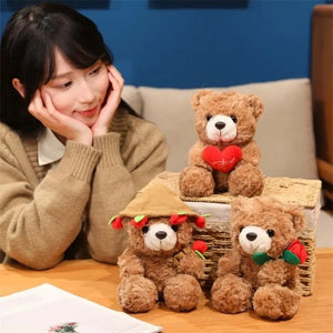 16–25cm Romantic Rose Bear Plush Toy – Cute Heart Gift