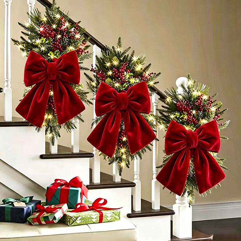 Red Velvet Christmas Bows – DIY Tree Hanging Ornaments