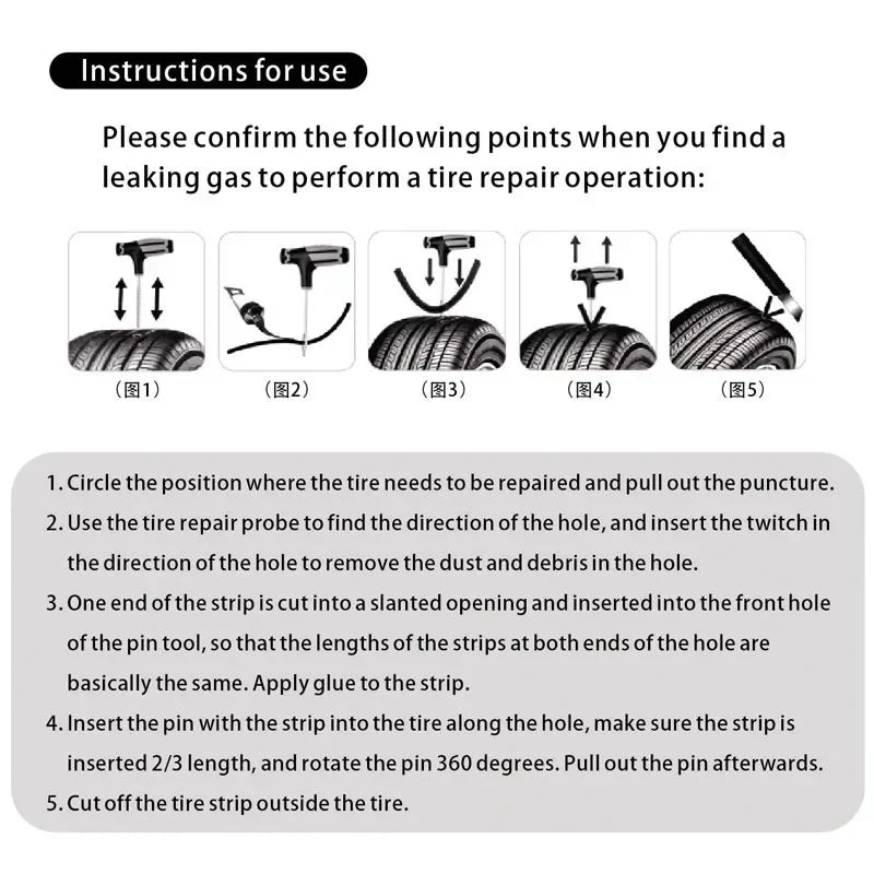 8-Piece Car Tire Puncture Repair Kit – Emergency Tools