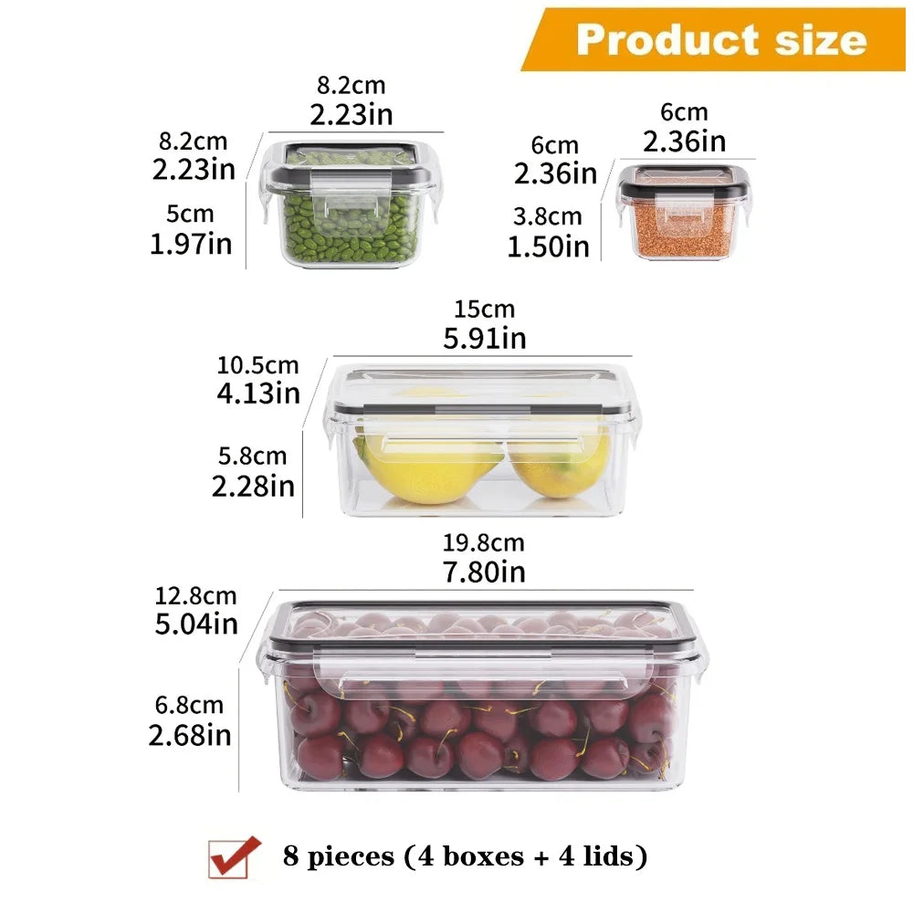 8-Piece BPA-Free Airtight Food Storage Containers with Lids