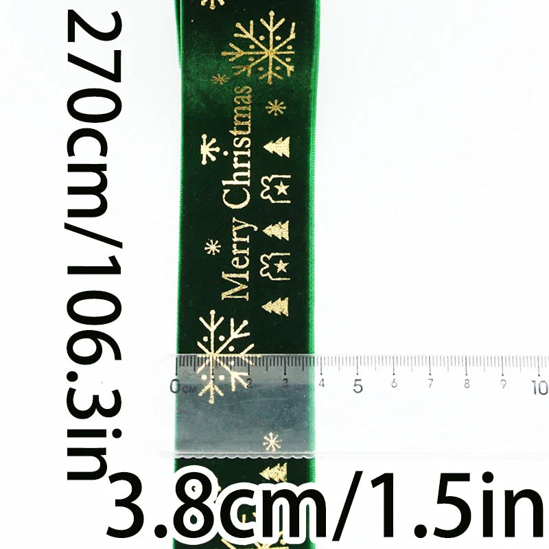 Christmas Printed Ribbon 3.8cm, 3 Yards/Pack for DIY Bows & Gift Decoration