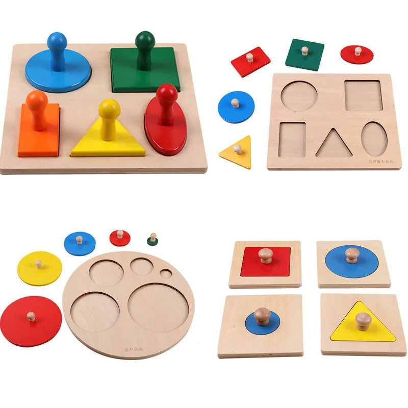 Wooden Montessori Shape Sorting Puzzle – Educational Learning Toy for Toddlers