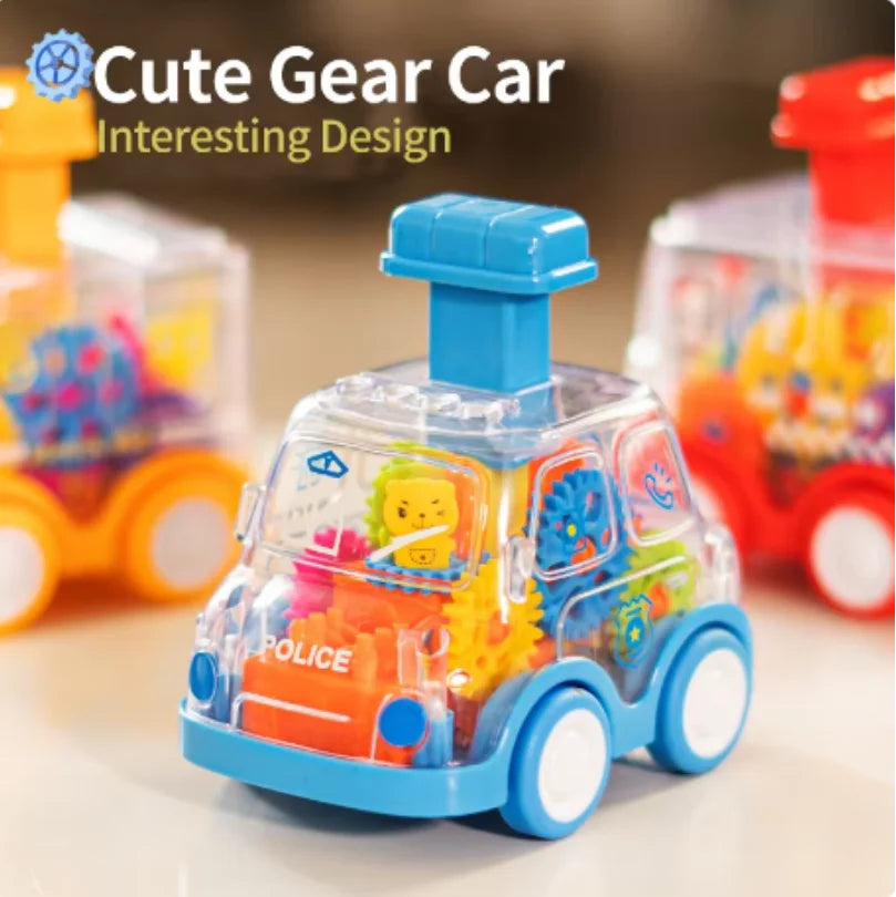 Baby Pull-Back Gear Car Toy | Cartoon Transparent Toy for Kids