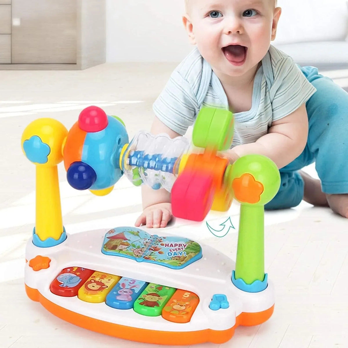 Baby Piano Toy with Lights, Sounds & Rotating Music Keyboard