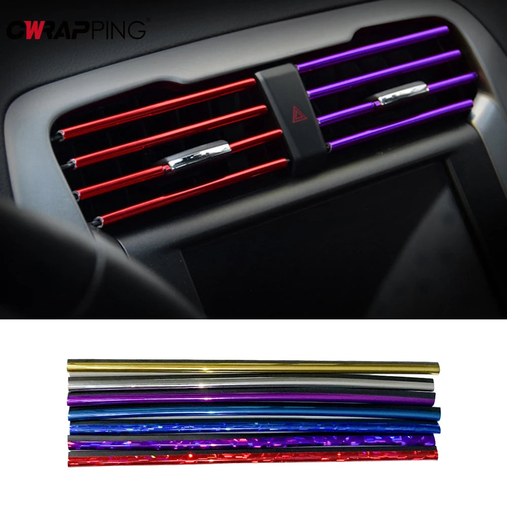 10 Pcs Colorful Car AC Vent Trim Strips – Interior Decor
