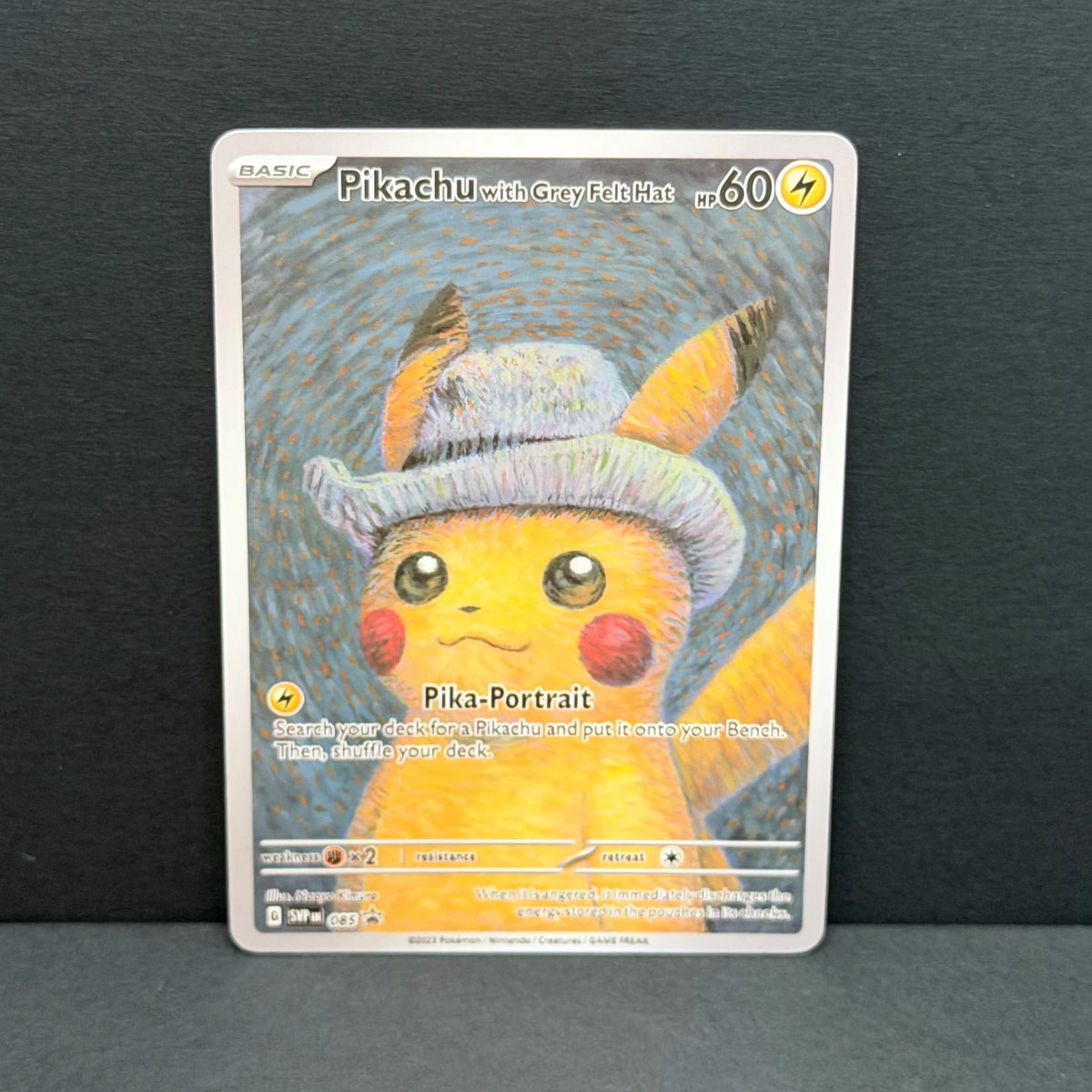 Pokémon Pikachu Grey Felt Hat Van Gogh Card – Collectible TCG Gift
