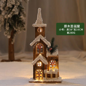Glowing Wooden Christmas House Decor