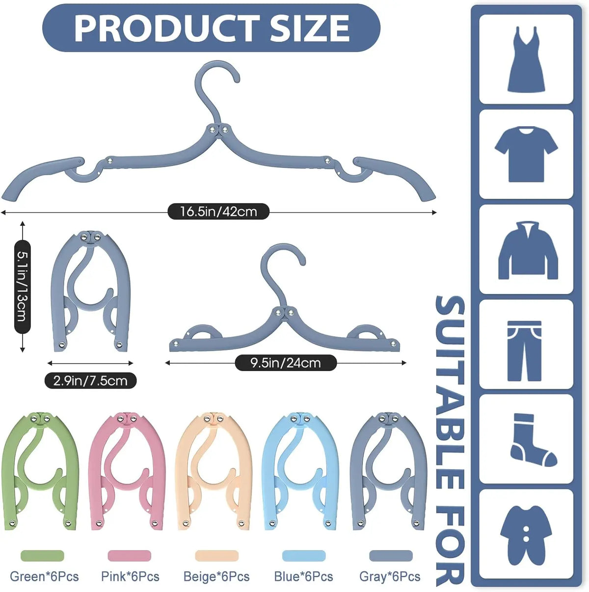 30-Piece Portable Travel Hangers – Foldable Clothes Hanger Set