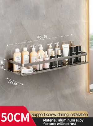 Wall-Mounted Aluminum Bathroom Rack – Space-Saving Storage Shelf