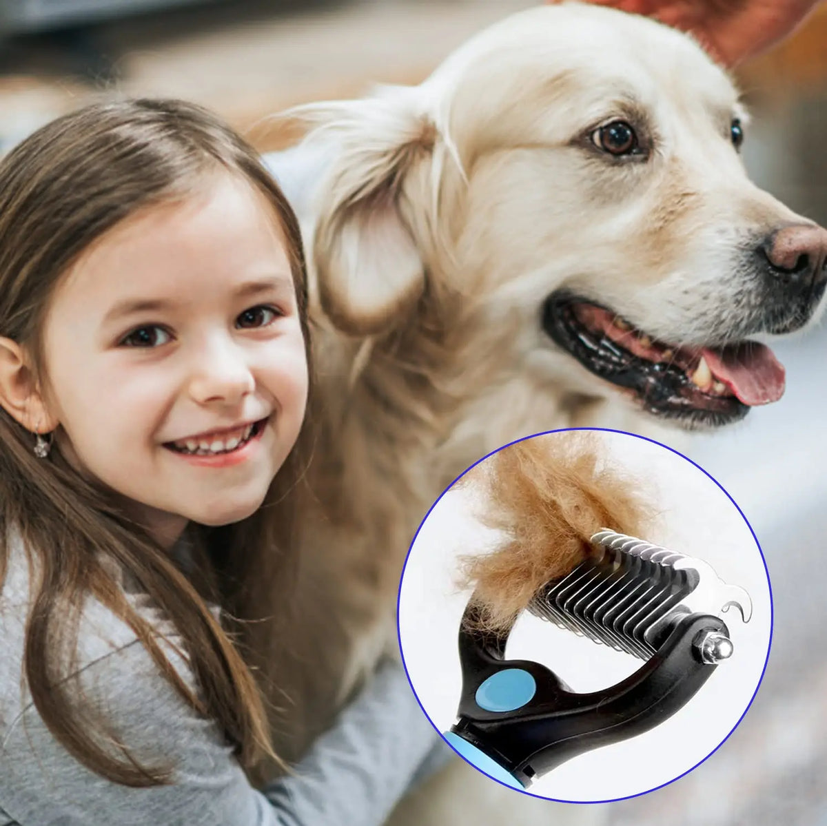Pet Deshedding Brush for Dogs & Cats – Fur Remover Comb