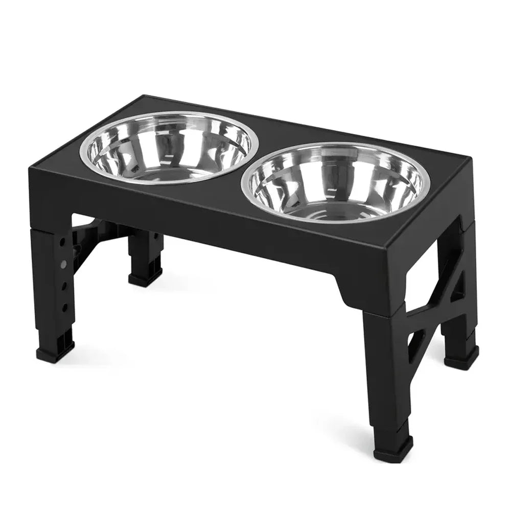 SEO Title: Adjustable Raised Dog Feeder with Double Stainless Steel Bowls