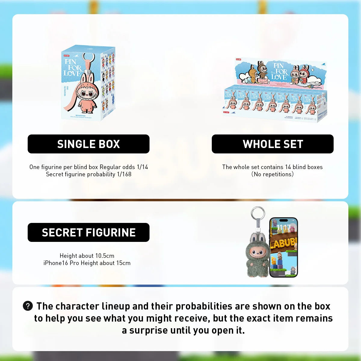 Labubu Pin for Love Plush Pendant Blind Box – Cute Collectible Keychain