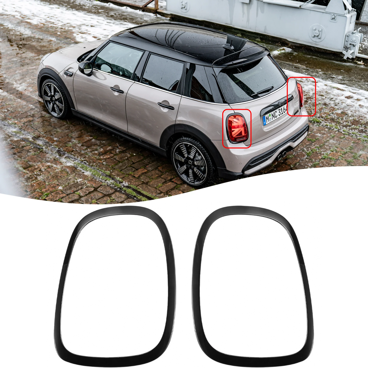 Glossy Black Headlight & Taillight Trim Rings for Mini Cooper F55 F56 F57