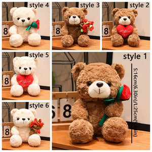 16–25cm Romantic Rose Bear Plush Toy – Cute Heart Gift