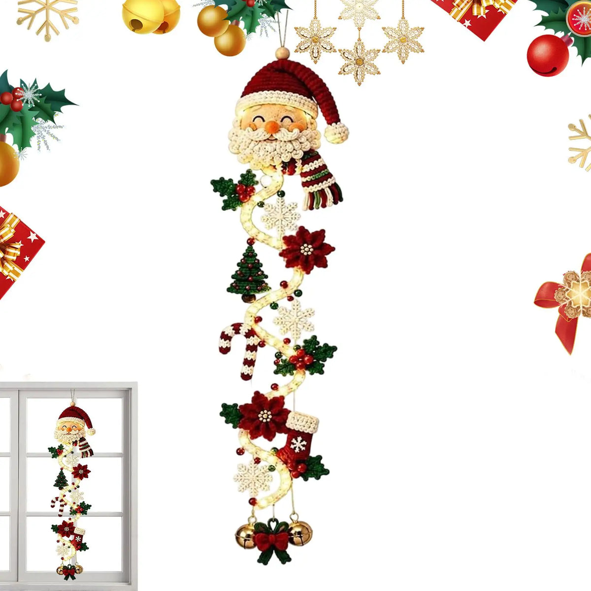 Lighted Christmas Door Swag Decor for Home & Farmhouse