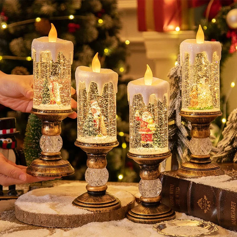 Christmas Crystal Snow LED Candles – Festive Holiday Decor