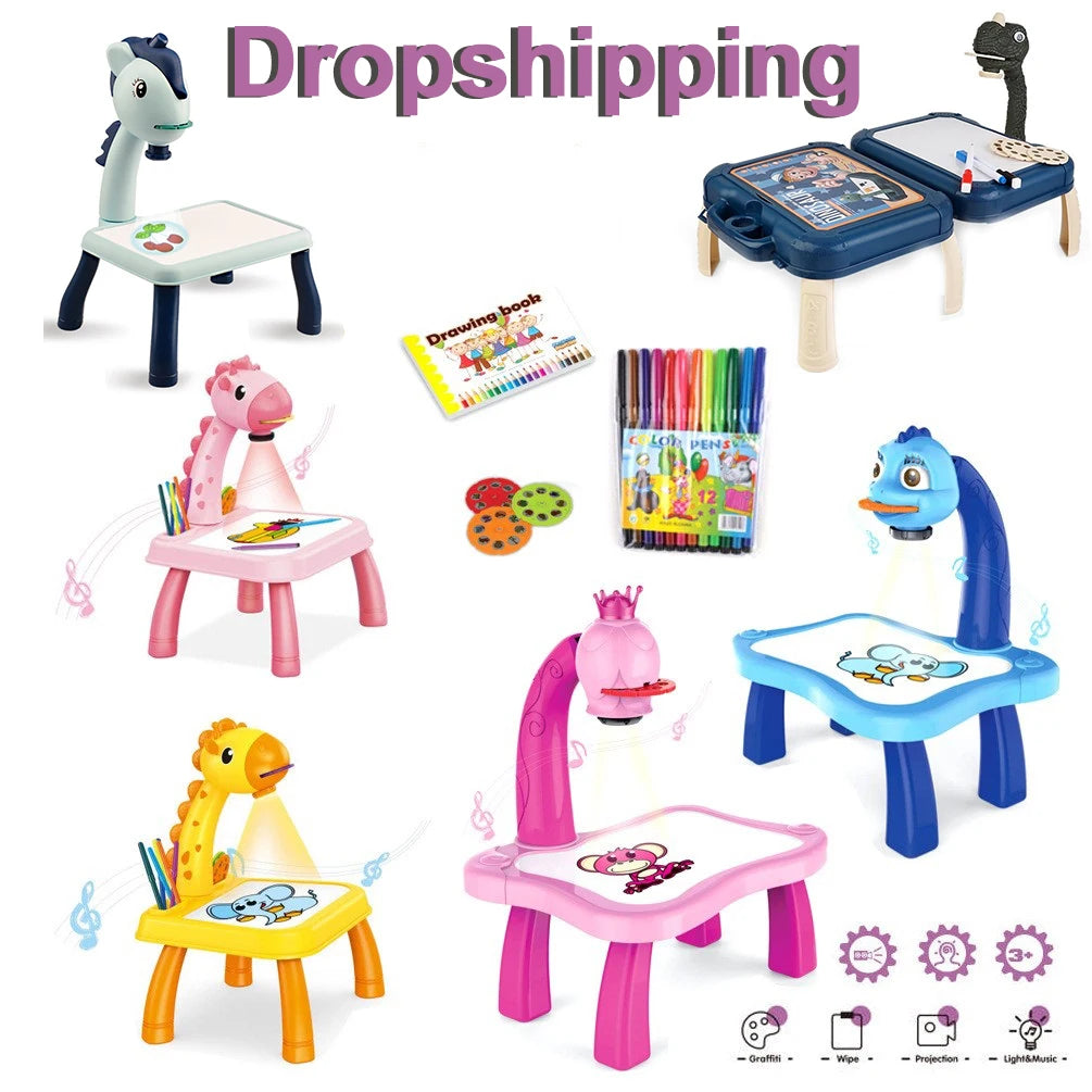 Kids LED Drawing Projector Toy, Educational Painting Board for Girls and Boys