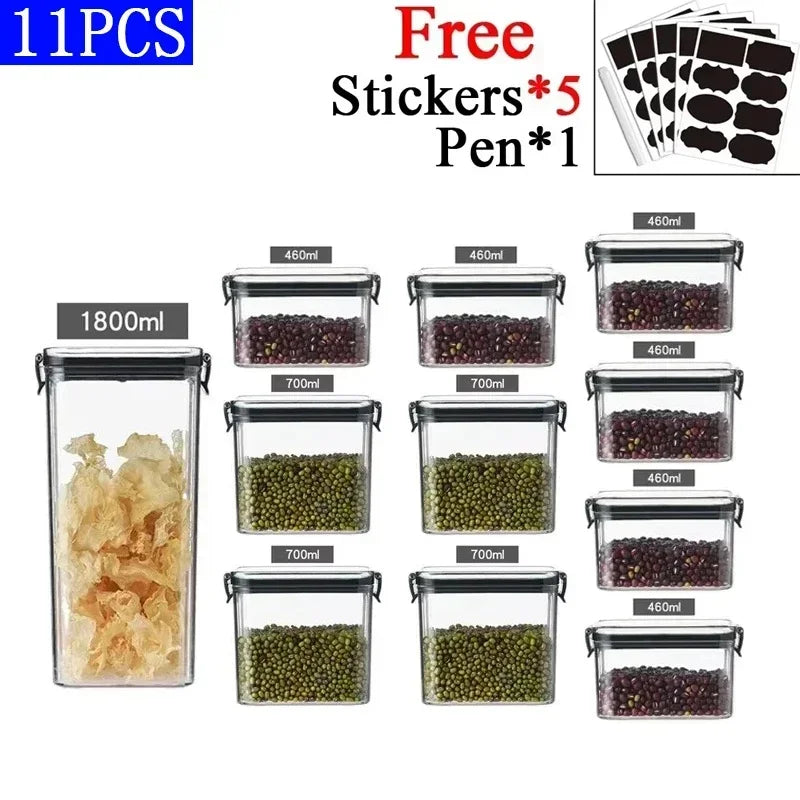 Stackable Plastic Food Storage Containers – Airtight Kitchen Jars