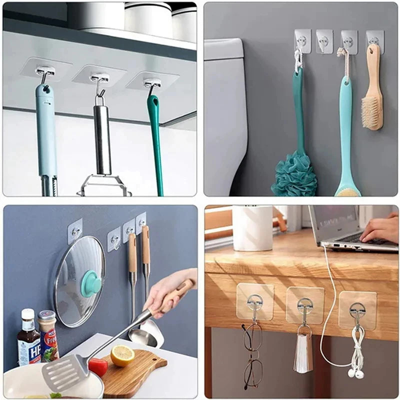 Transparent Self-Adhesive Wall Hooks for Kitchen & Bathroom