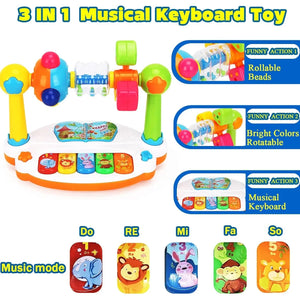 Baby Piano Toy with Lights, Sounds & Rotating Music Keyboard
