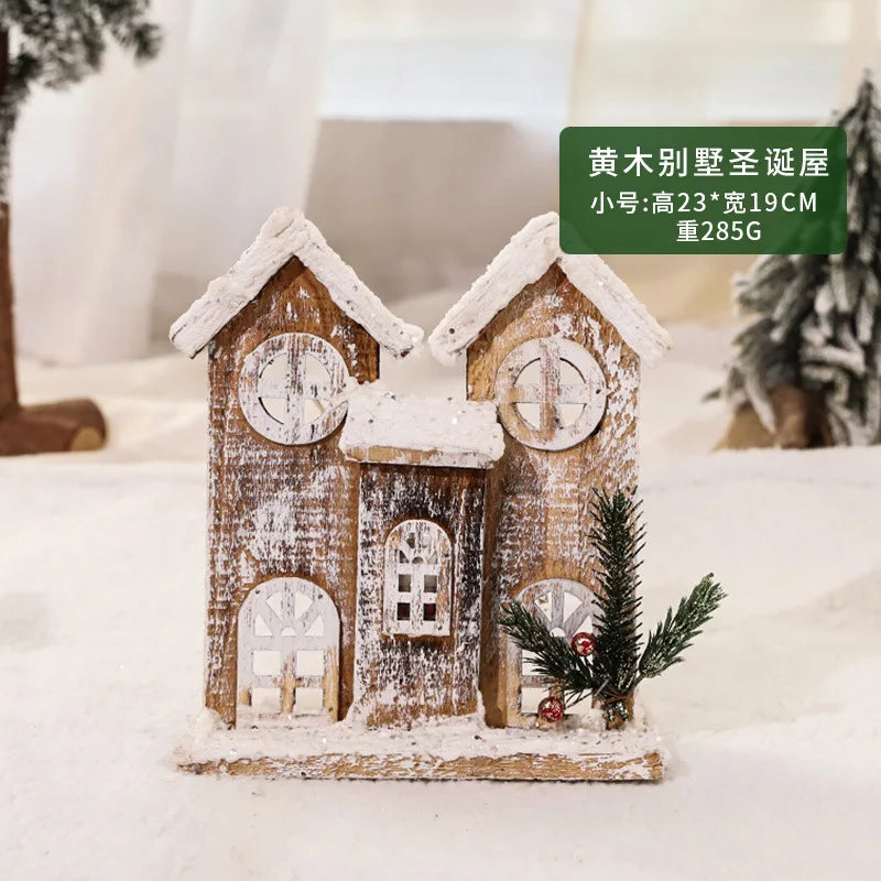 Glowing Wooden Christmas House Decor