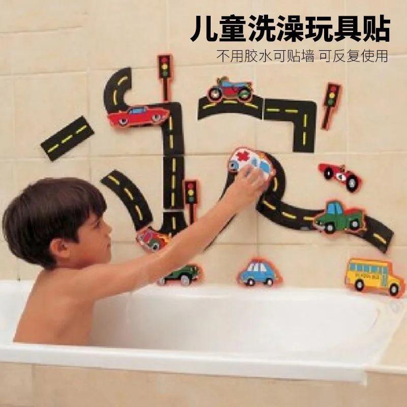Baby Bath Toys – Floating Foam Animals & Traffic Learning Set for Toddlers