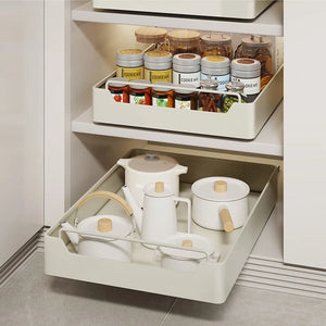 Pull-Out Kitchen Storage Rack with Sliding Rails – Metal Organizer