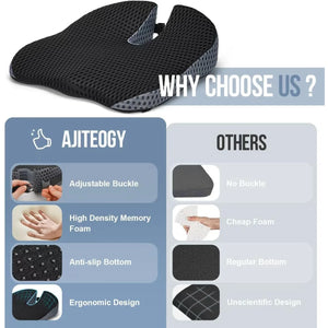 Memory Foam Car Seat Cushion – Height Booster & Posture Support