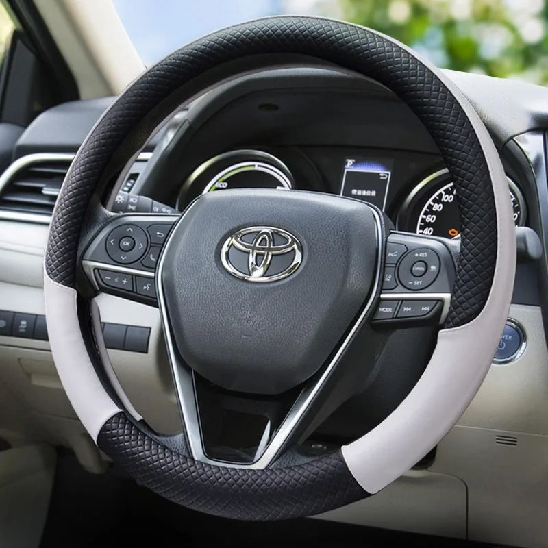 Universal Microfiber Leather Steering Wheel Cover – Anti-Slip, 38cm