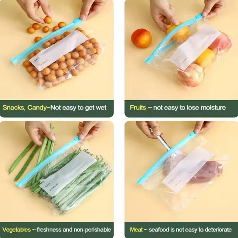 Reusable Ziplock Freezer Bags – Fruit & Vegetable Storage Pouches