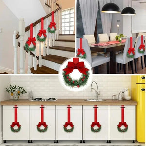 4-Piece Mini Christmas Wreaths with Bows & Red Berries