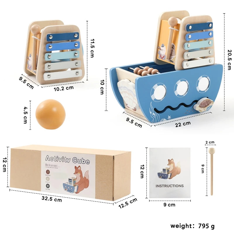 SEO Title: Montessori Wooden Ship Toy – Musical Sensory Learning Toy for Babies