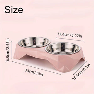 Stainless Steel Double Pet Bowl for Dogs & Cats – Non-Slip
