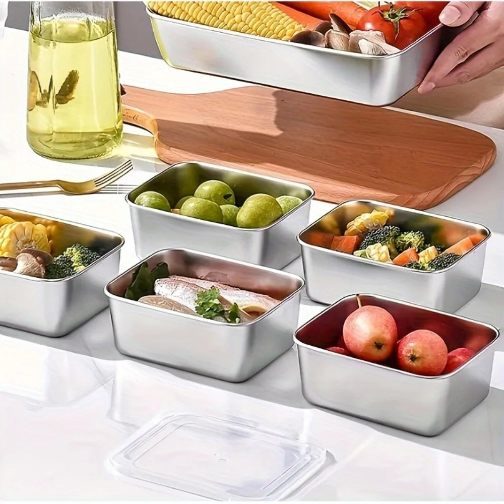 5-Piece Stainless Steel Food Storage Containers – Airtight Lunch Box Set