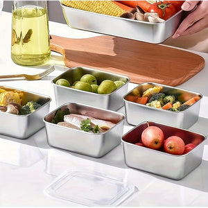 5-Piece Stainless Steel Food Storage Containers – Airtight Lunch Box Set