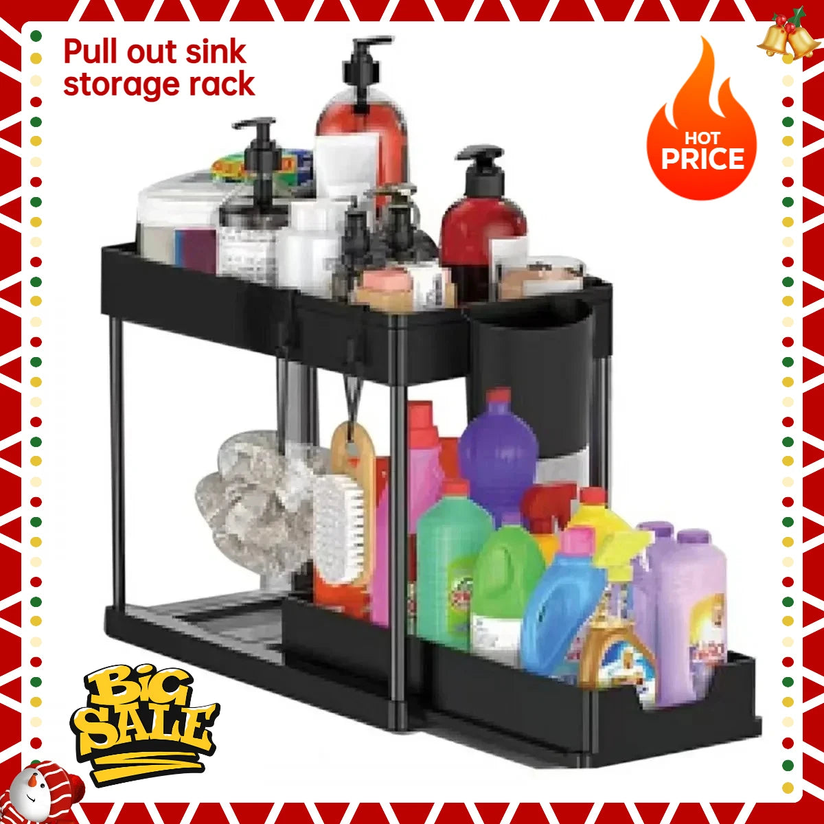 2-Tier Under Sink Organizer – Sliding Storage Rack for Kitchen & Bathroom