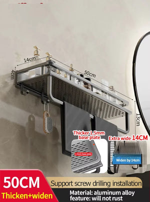 Wall-Mounted Aluminum Bathroom Rack – Space-Saving Storage Shelf