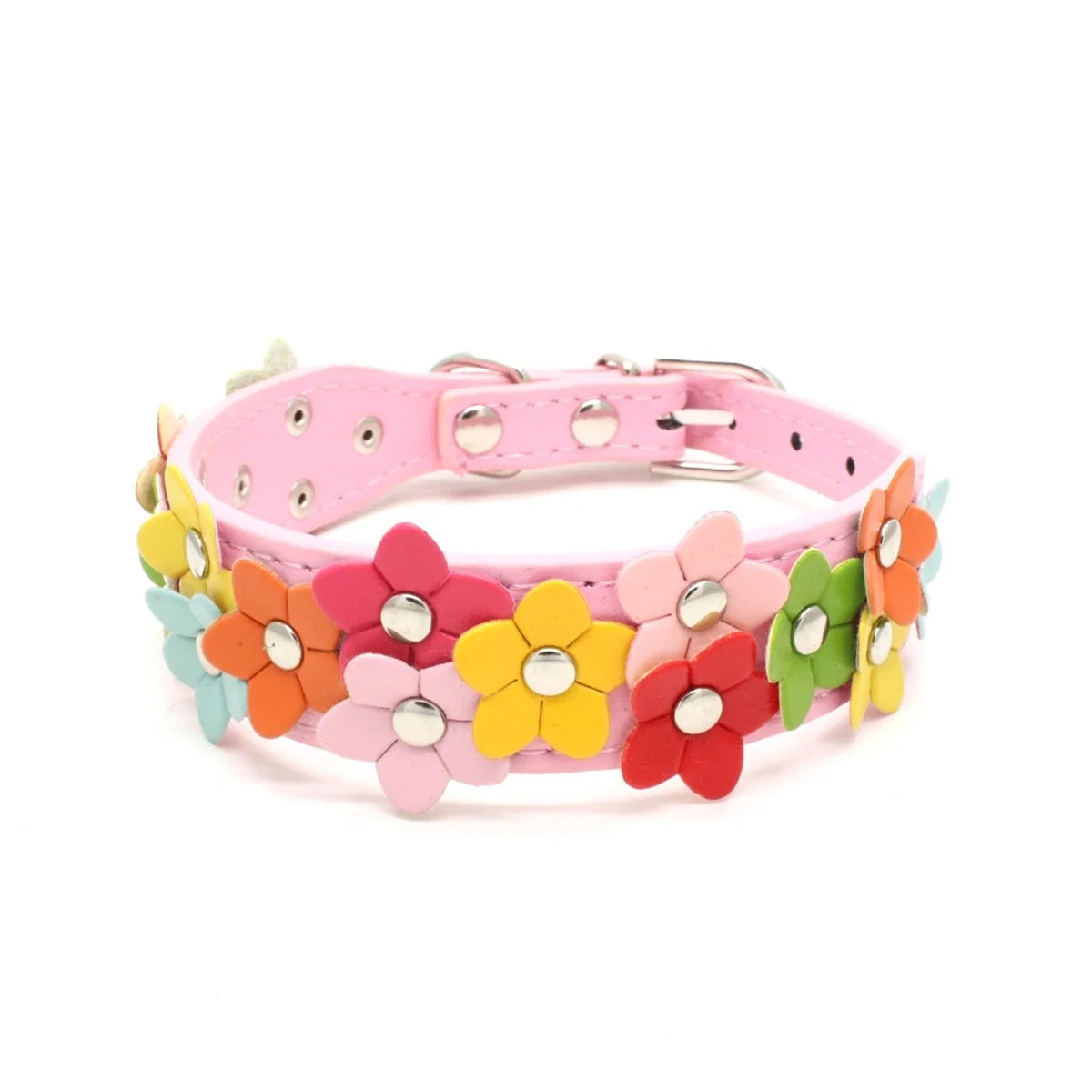 Floral PU Leather Pet Collar & Leash – Stylish Dog & Cat Set