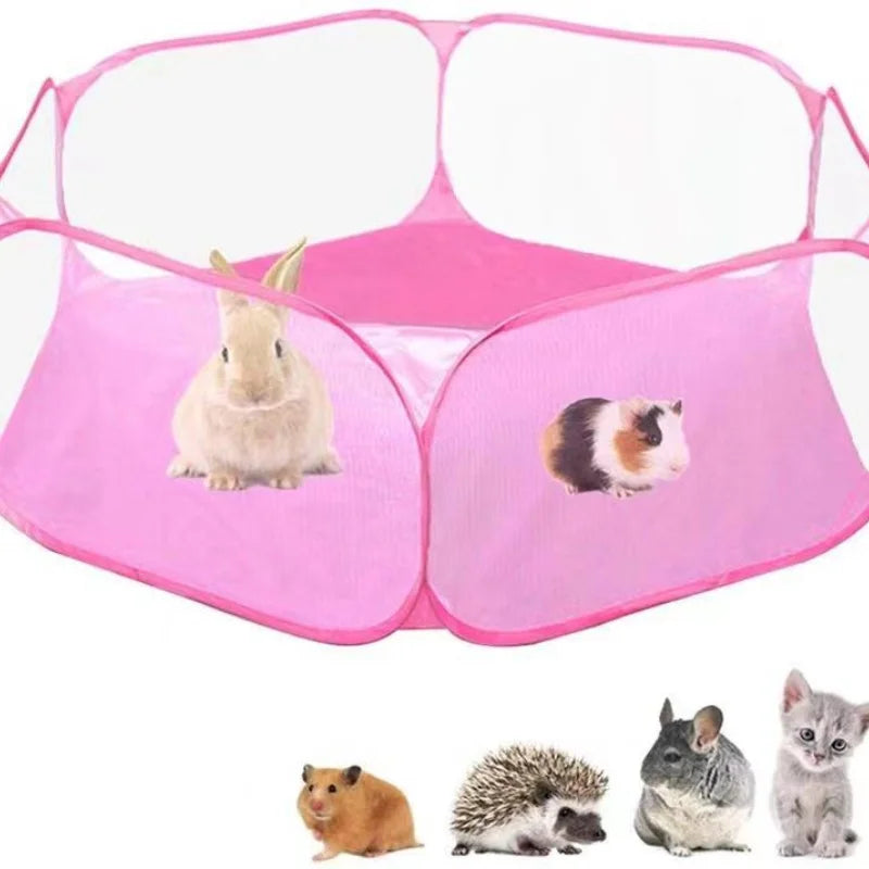 Portable Small Pet Cage Transparent Hedgehog Cage Tent Pet Playpen Open Folding Yard Fence For Dog Hamster Rabbit Guinea Pig